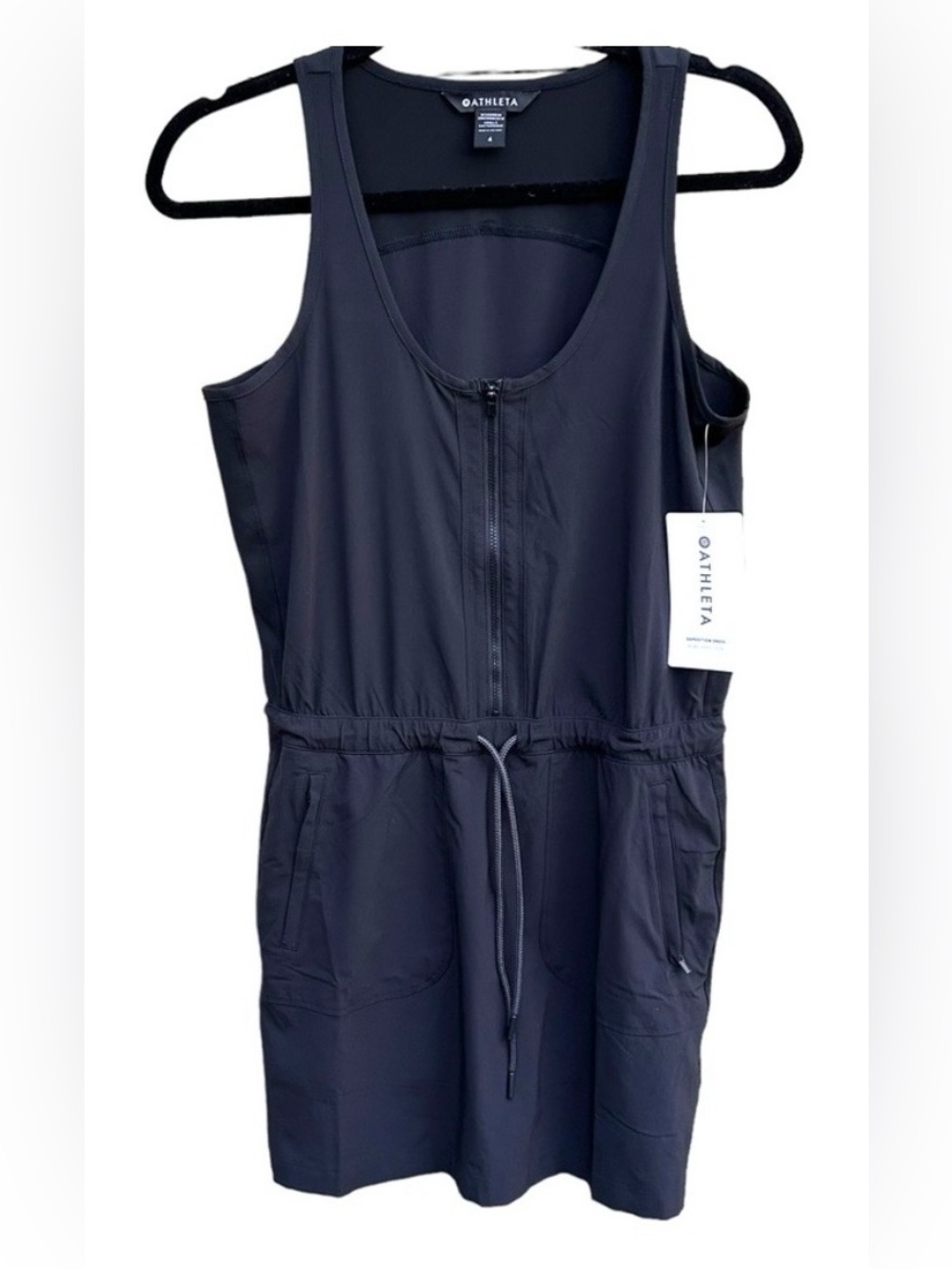 ATHLETA Expedition Black Skort Dress Zip Front and Drawstring Waist NWT 8 - Picture 5 of 14